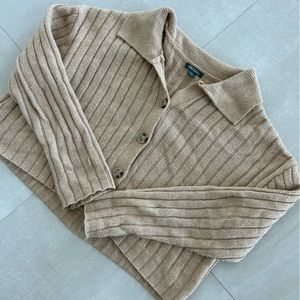 Wild Fable Tan Knit Cropped Cardigan L